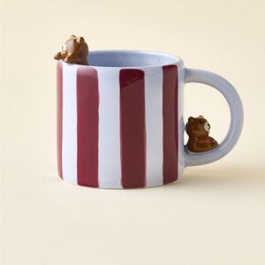 Animal Friends Striped Teddy Bear Mug